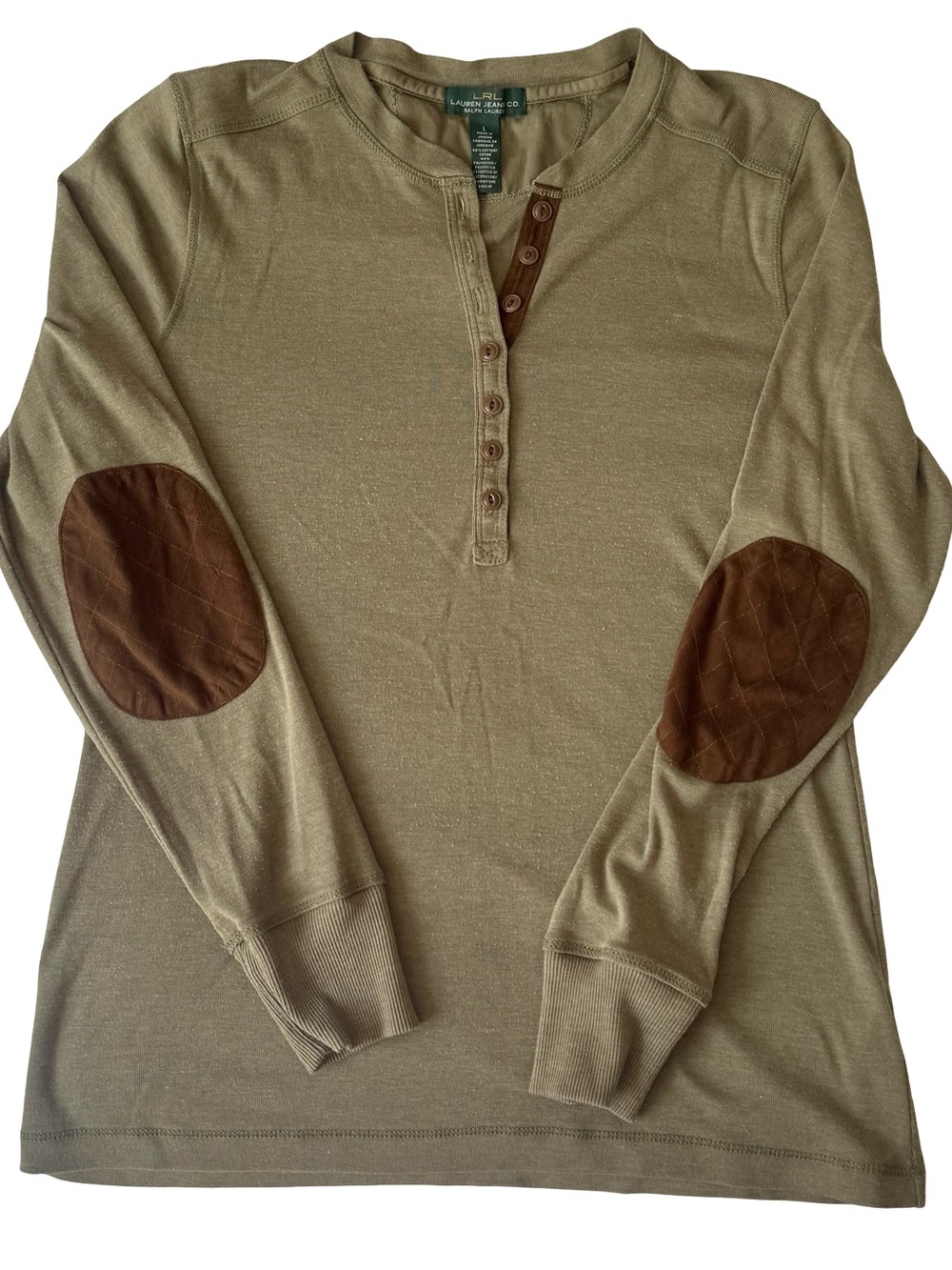 Lauren Jeans Co. Ralph Lauren Women’s Olive Green Henley Long Sleeve Size L